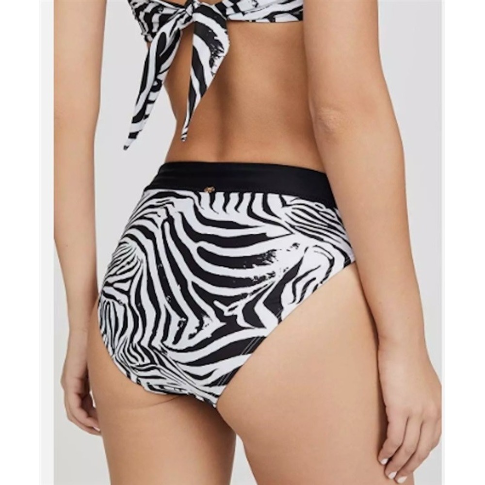 NWT Pilyq Zebra High Waist M Full Black & White Bikini Bottoms 118636